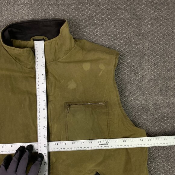 Outback Trading Company Sawbuck Oilskin Vest Men's XL Olive Green Waxed Canvas - Picture 12 of 14